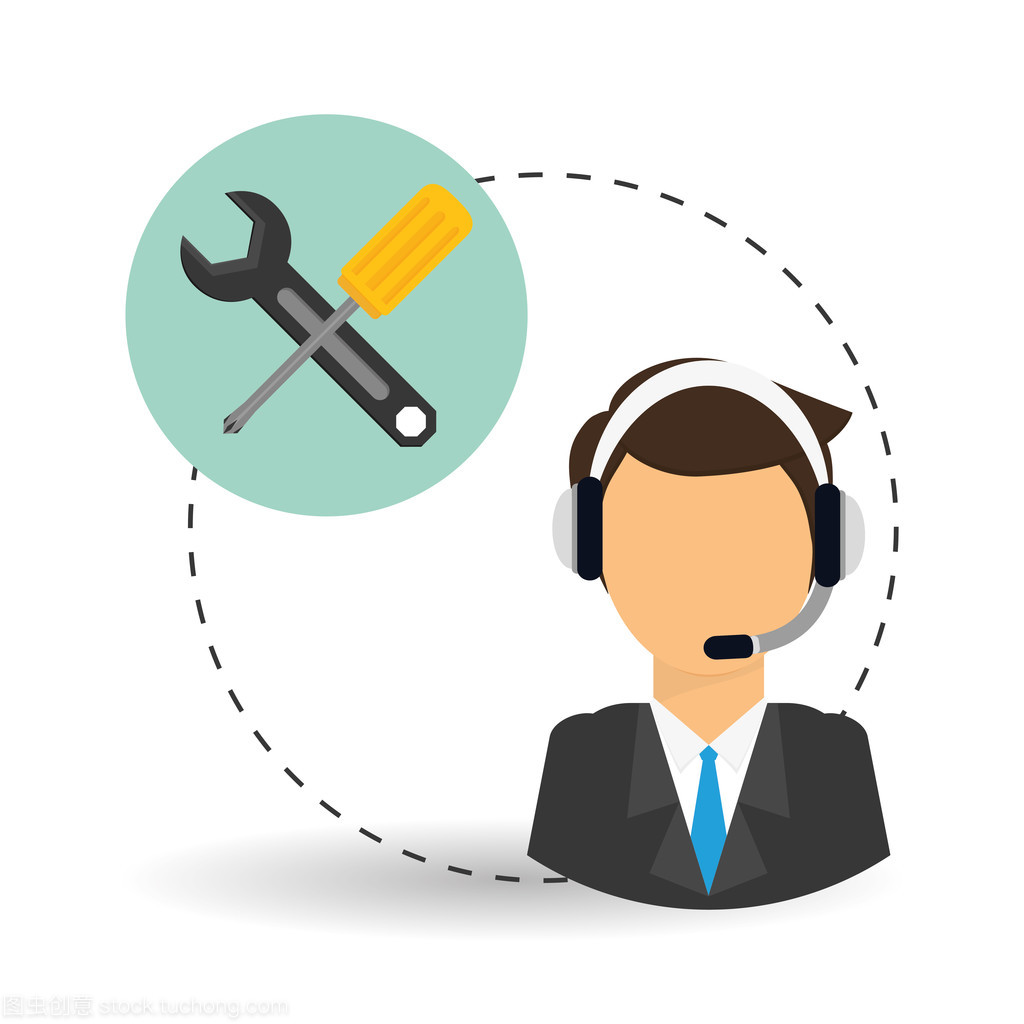技術服務。電話中心圖標。支持概念